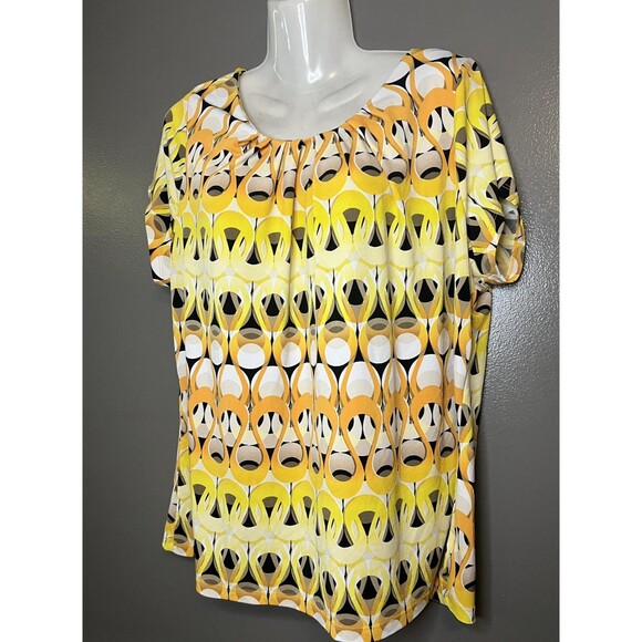Worthington Shirt Womens 1X Geometric Print Stretch Top Blouse Plus Size - Picture 3 of 6
